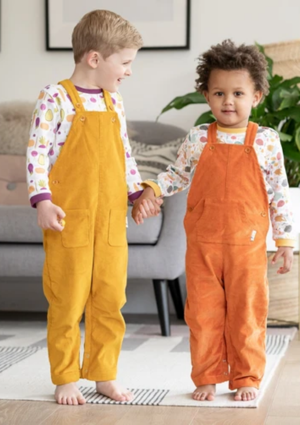 Mustard organic cotton corduroy dungarees