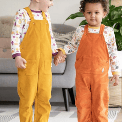 Mustard organic cotton corduroy dungarees
