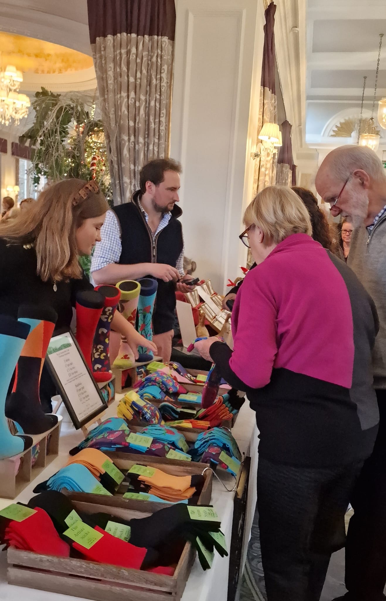 Simon selling socks at a local Christmas Market