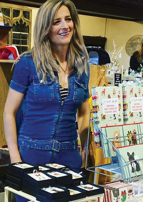 Jo Clark selling cards at local Christmas Market