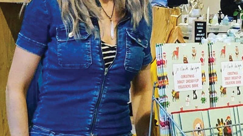 Jo Clark selling cards at local Christmas Market