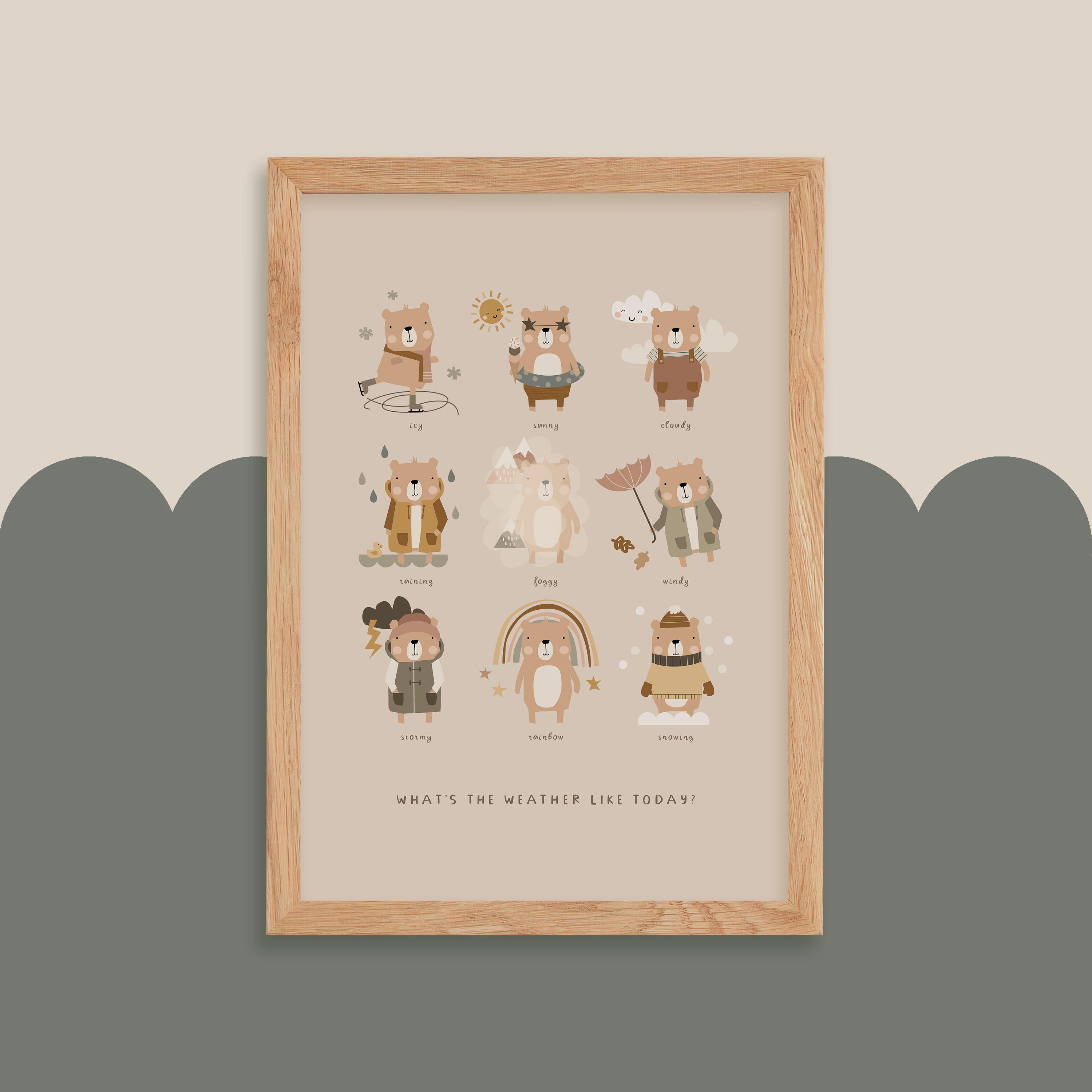 Weather bears nursery print paper + bean