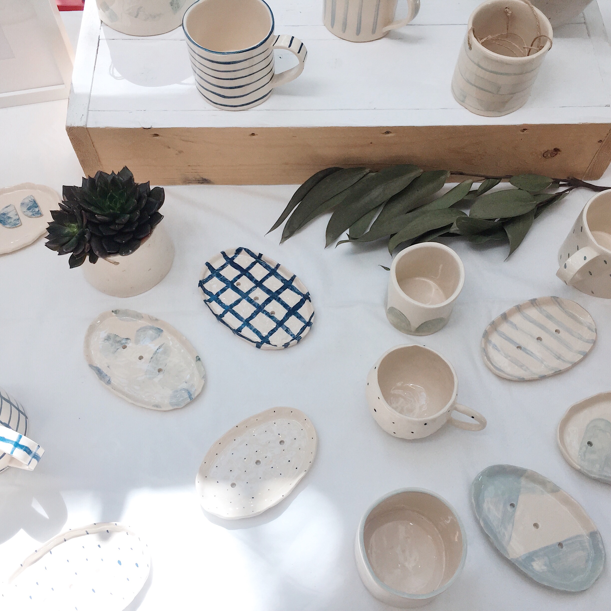 Ceramics at a market stall