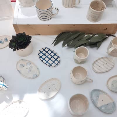 Ceramics at a market stall