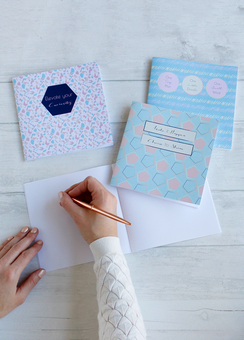 Set Of Three Inspirational Geometric Notebooks