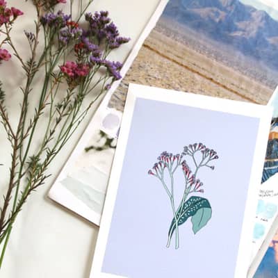 Flora On Purple Art Print