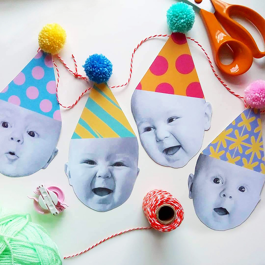happy head personalised garland