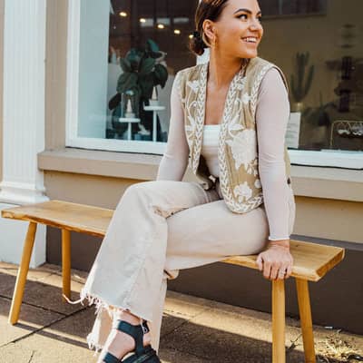 Rebecca outside of her Totnes Shop/Studio