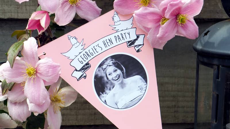 Personalised hen bunting and confetti