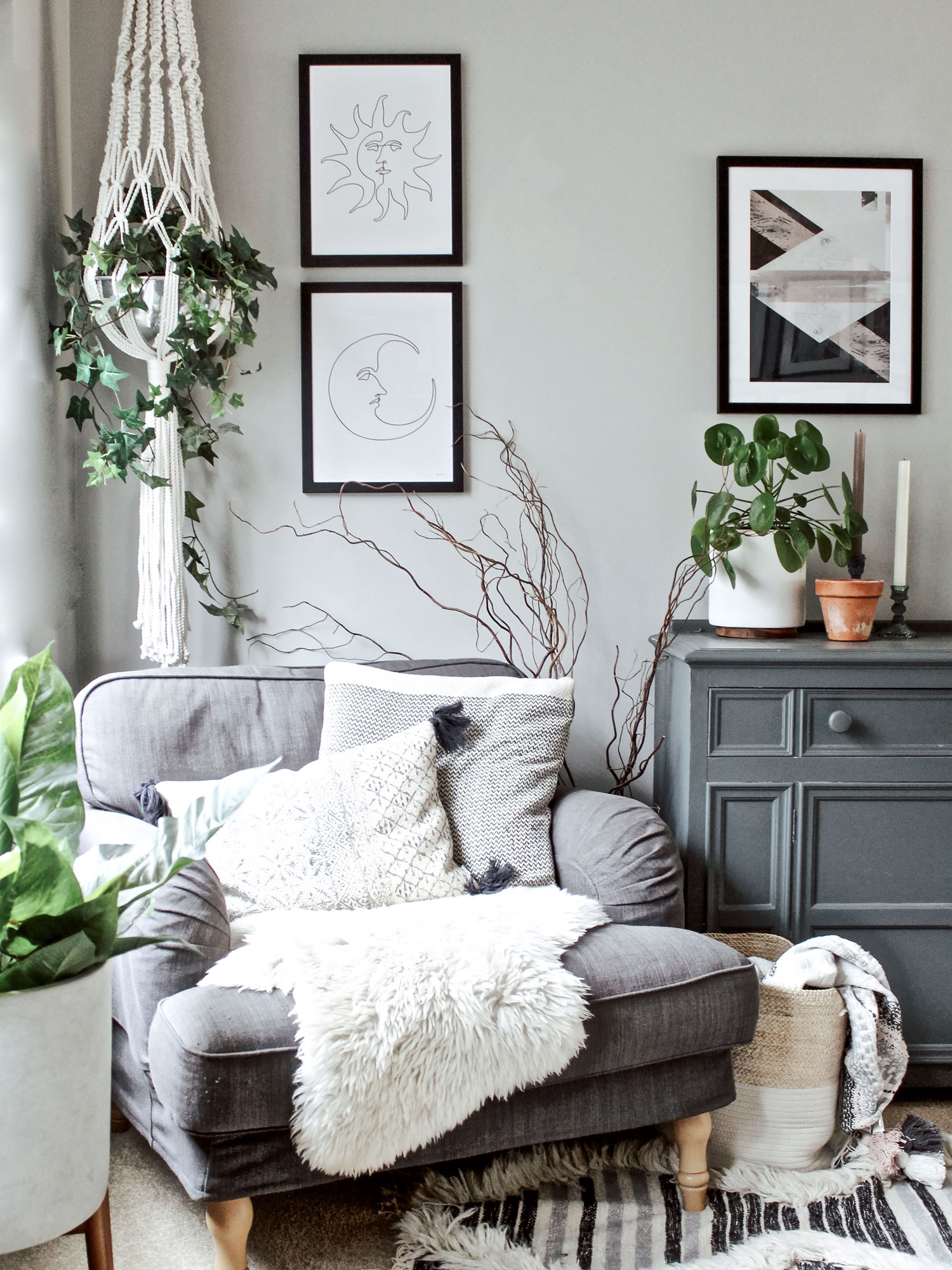 Boho Sun & Moon Wall Art Set