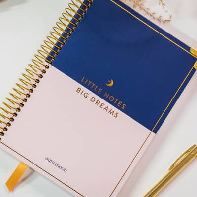 navy and blush manifesting journal