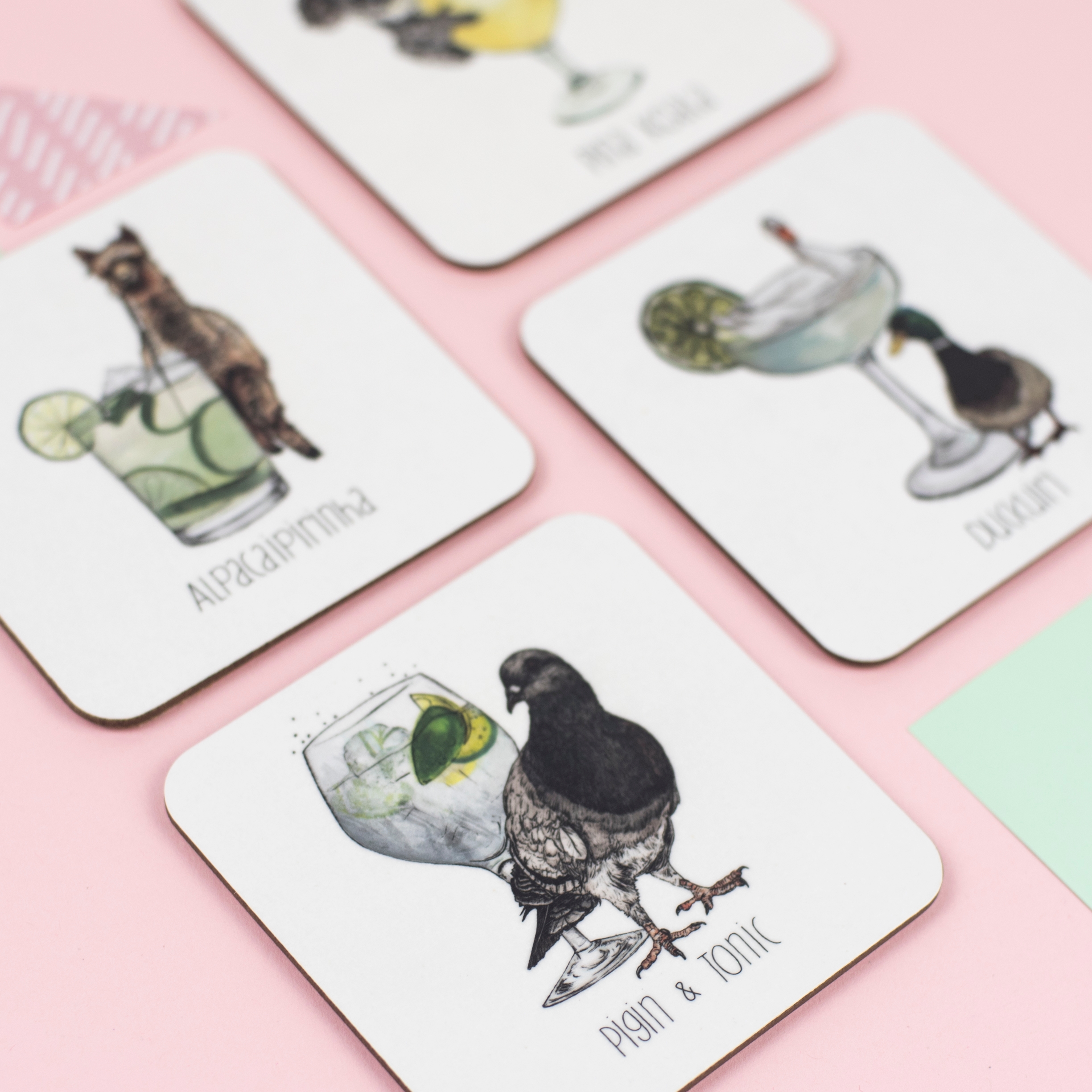 cocktail animals drinks coasters