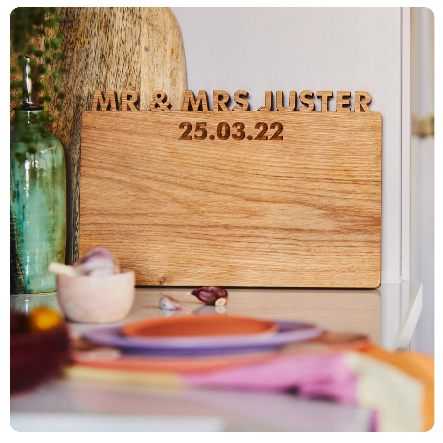 Personalised oak chopping board