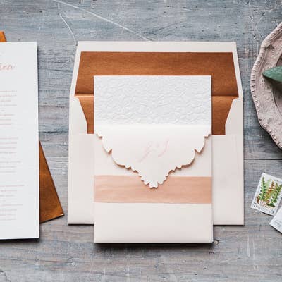 blush and copper invitations