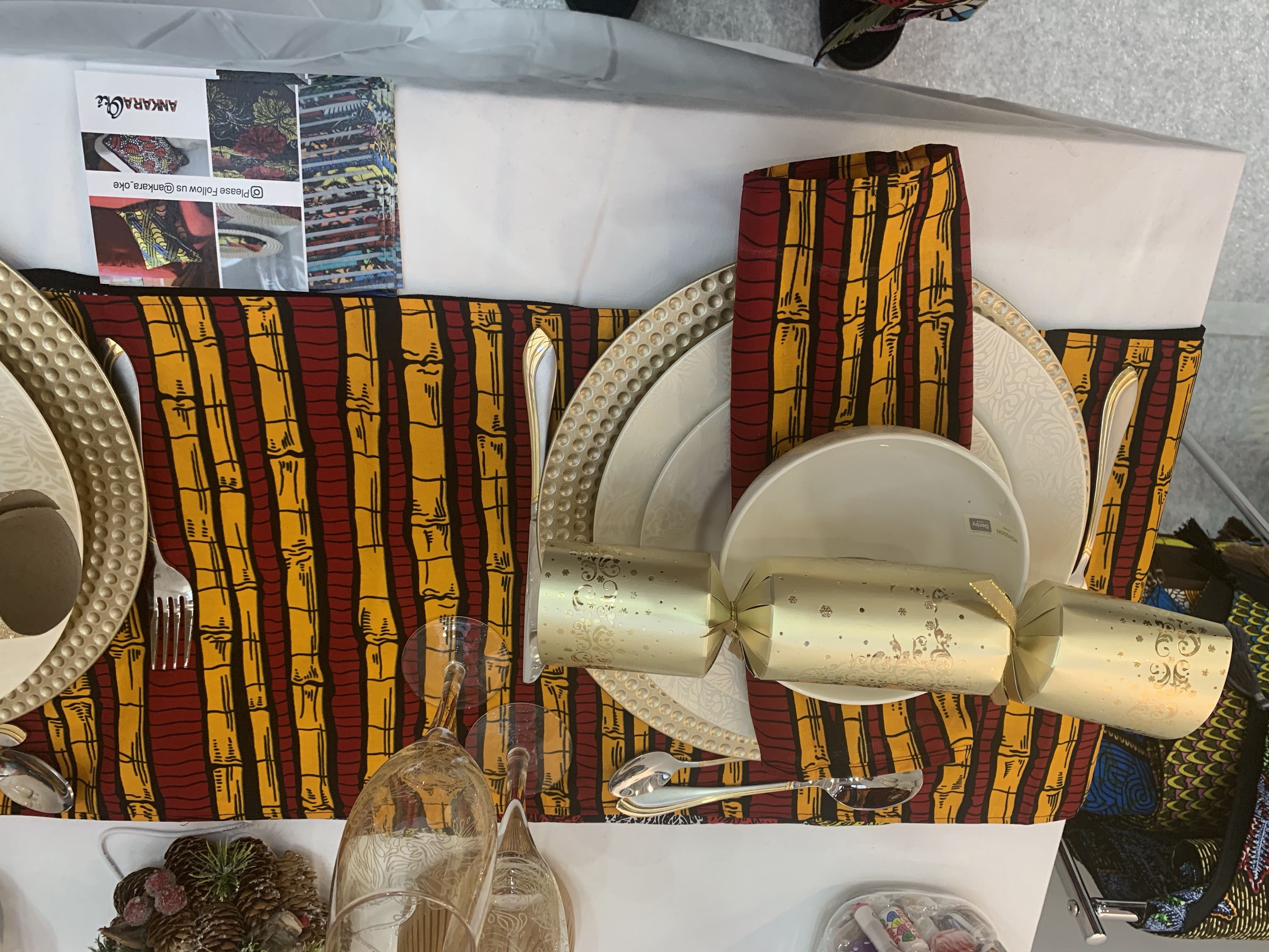 Ankara table runner with matching napkins