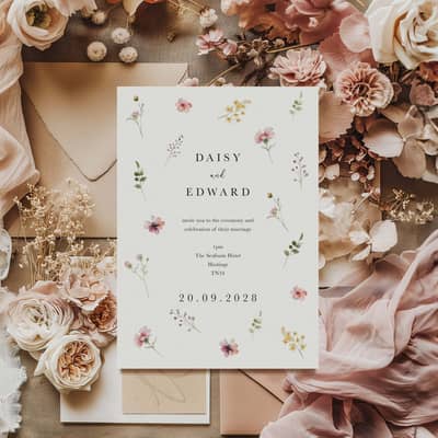 Wildflower themed wedding invitation