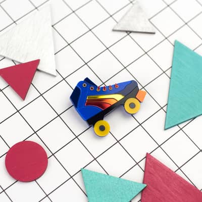 Acrylic Rollerskate Brooch