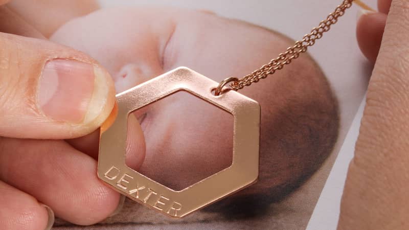 Rose Gold personalised hexagon birthday gift for her