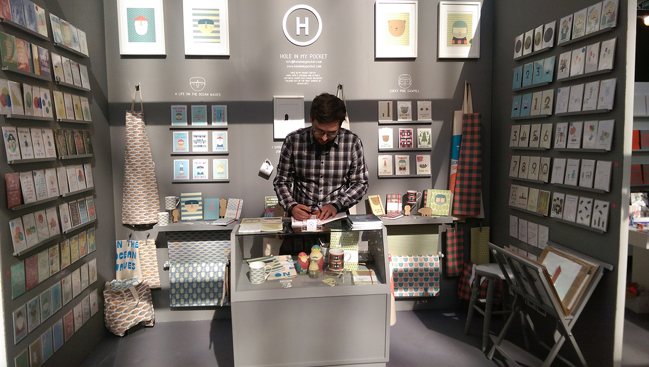 Surrounded by products at a trade show