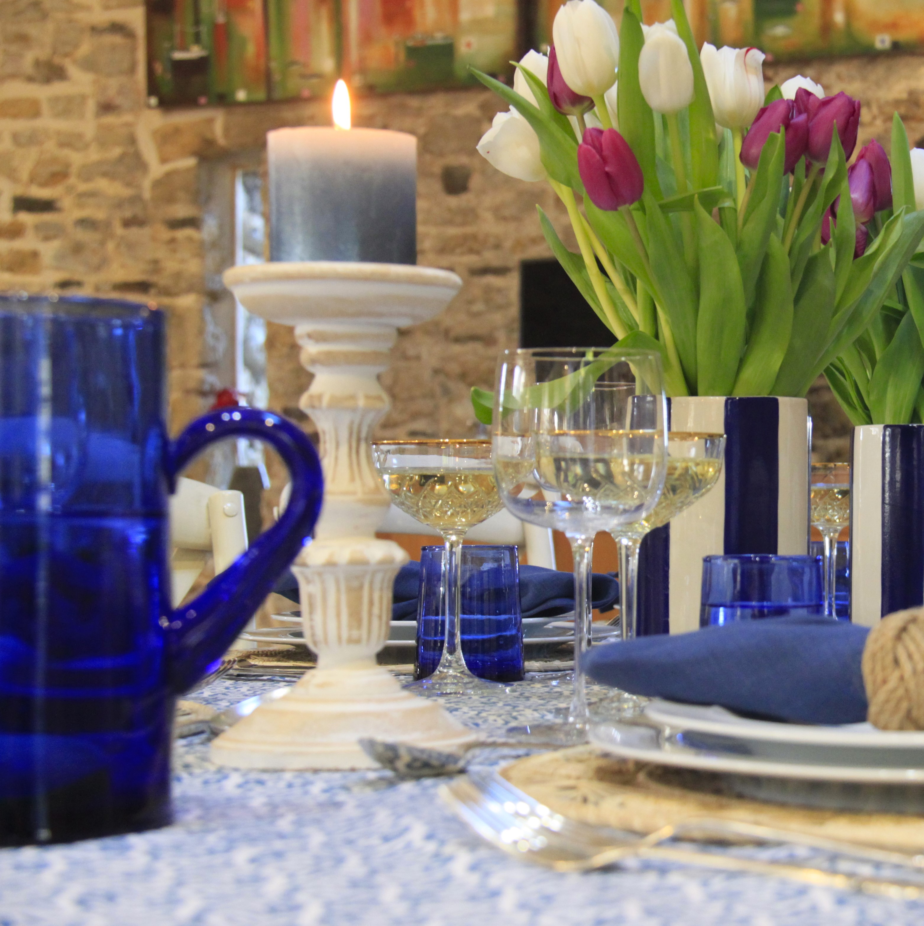 White Wooden Candle Holders