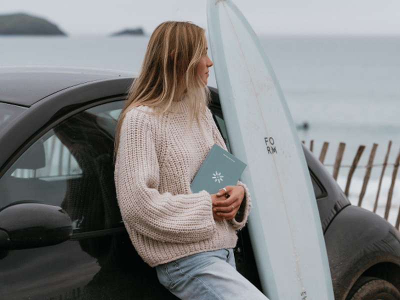 Surf journal by a Cornish beach