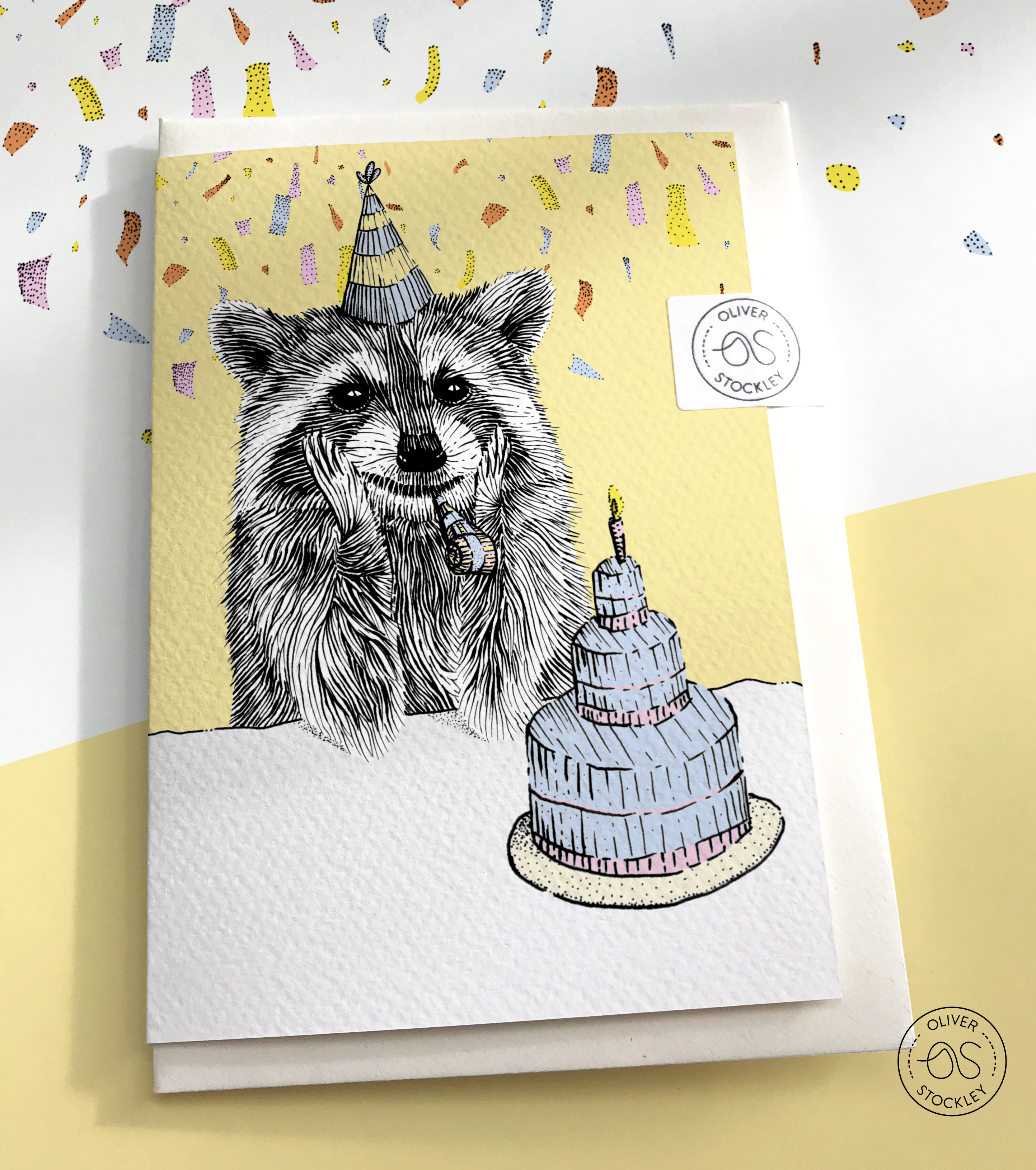 A raccoon birthday card