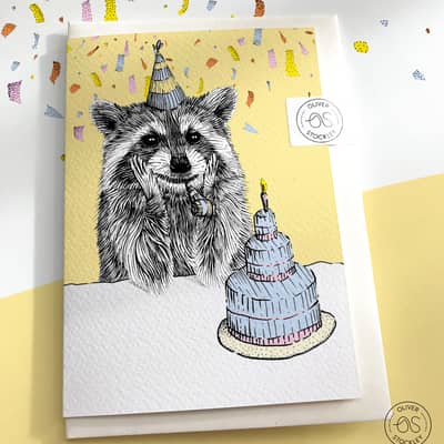 A raccoon birthday card