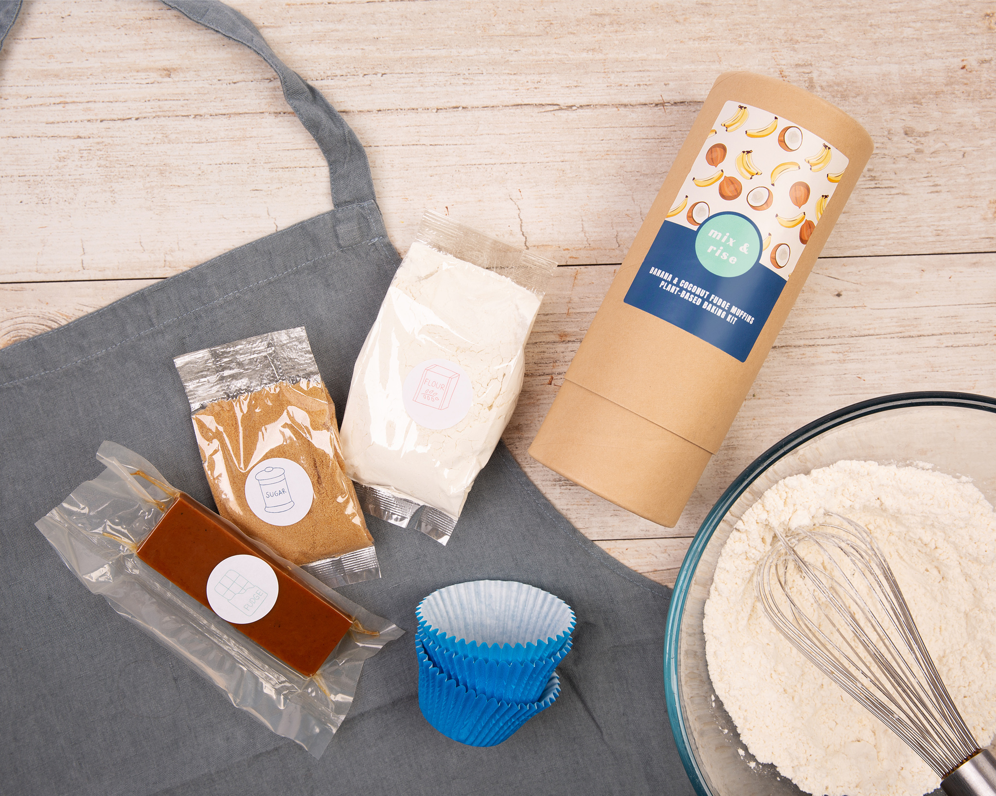 banana and coconut fudge muffin baking kit