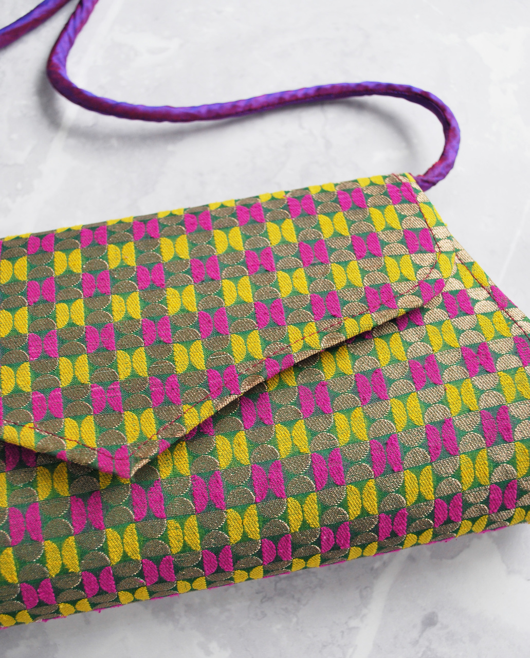 LAGOM Goa Brocade Clutch Bag Purple