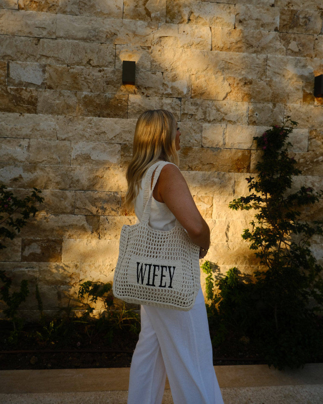 Wifey crochet beach bag