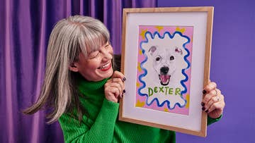 woman with dog picture frame
