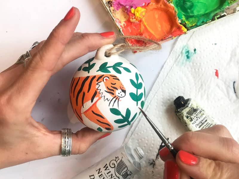 hand painted tiger bauble