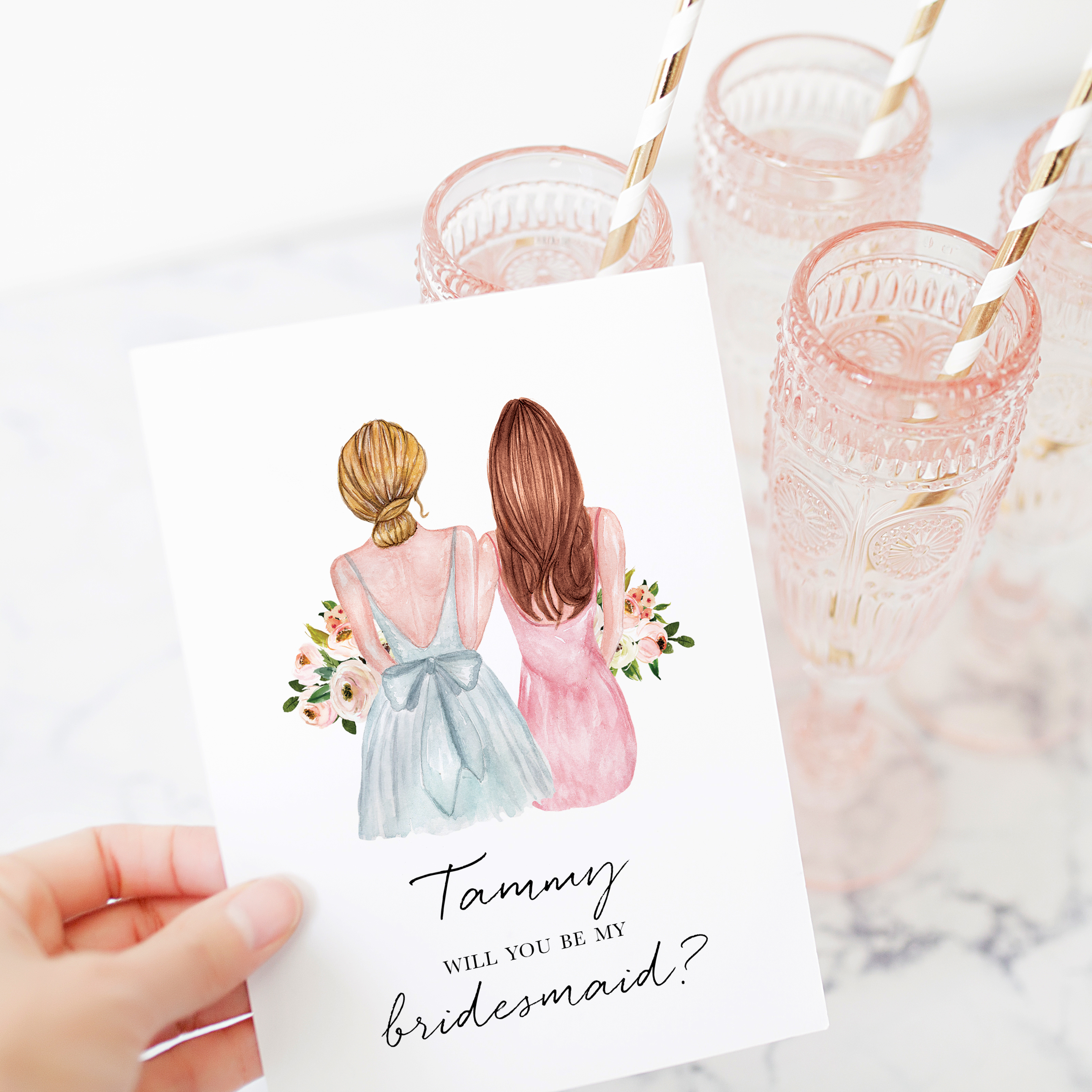A customisable Bridesmaid Proposal Card