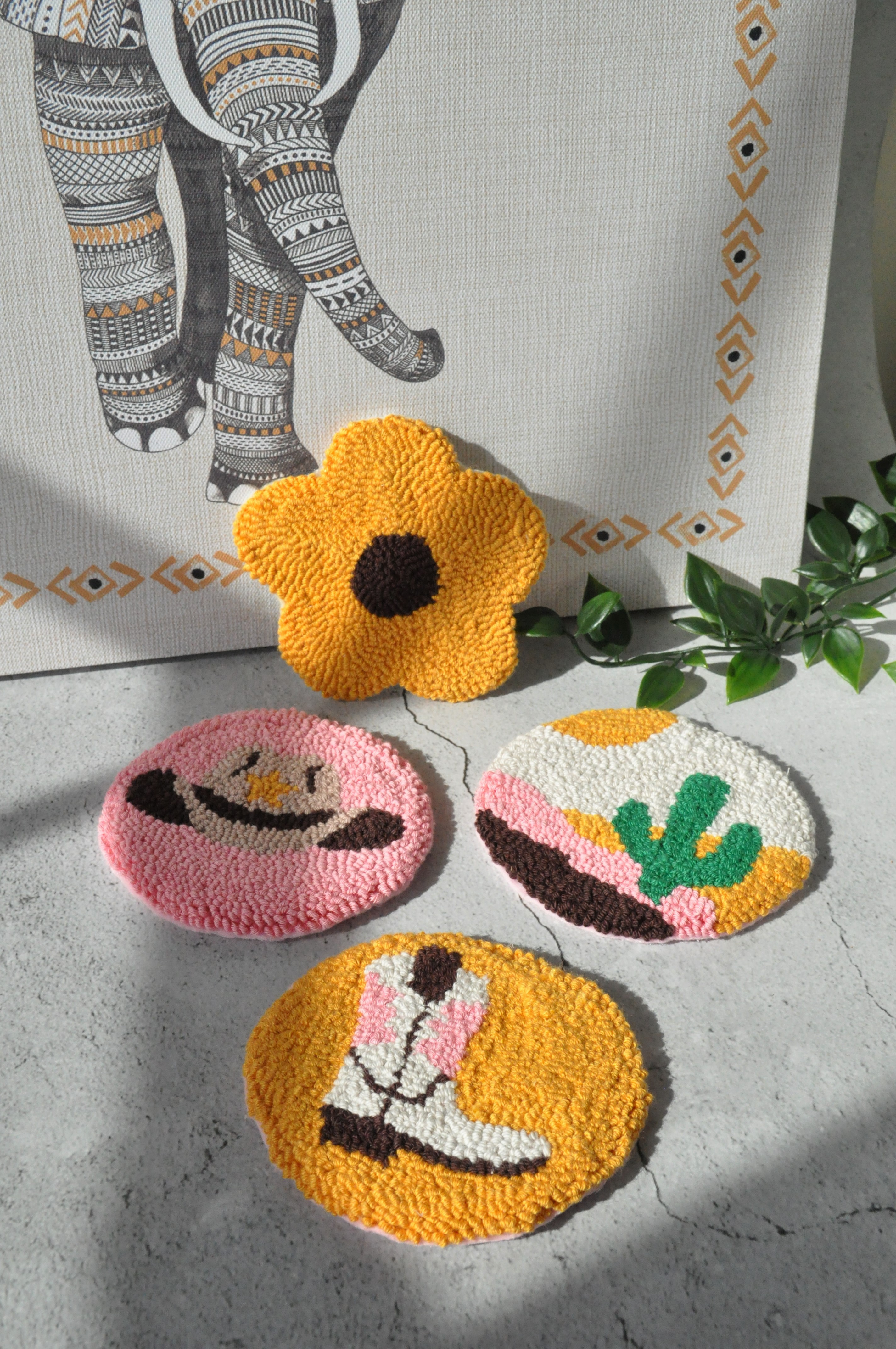 Punch Needle Western Mug Rugs