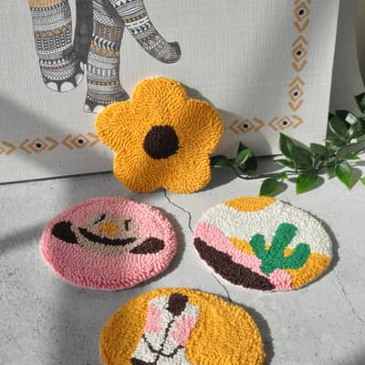Punch Needle Western Mug Rugs
