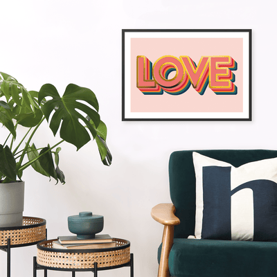 Love Rainbow Metallic Typography Art Print