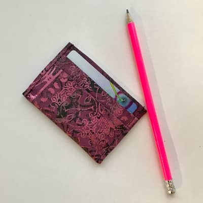 Leather card holder pink
