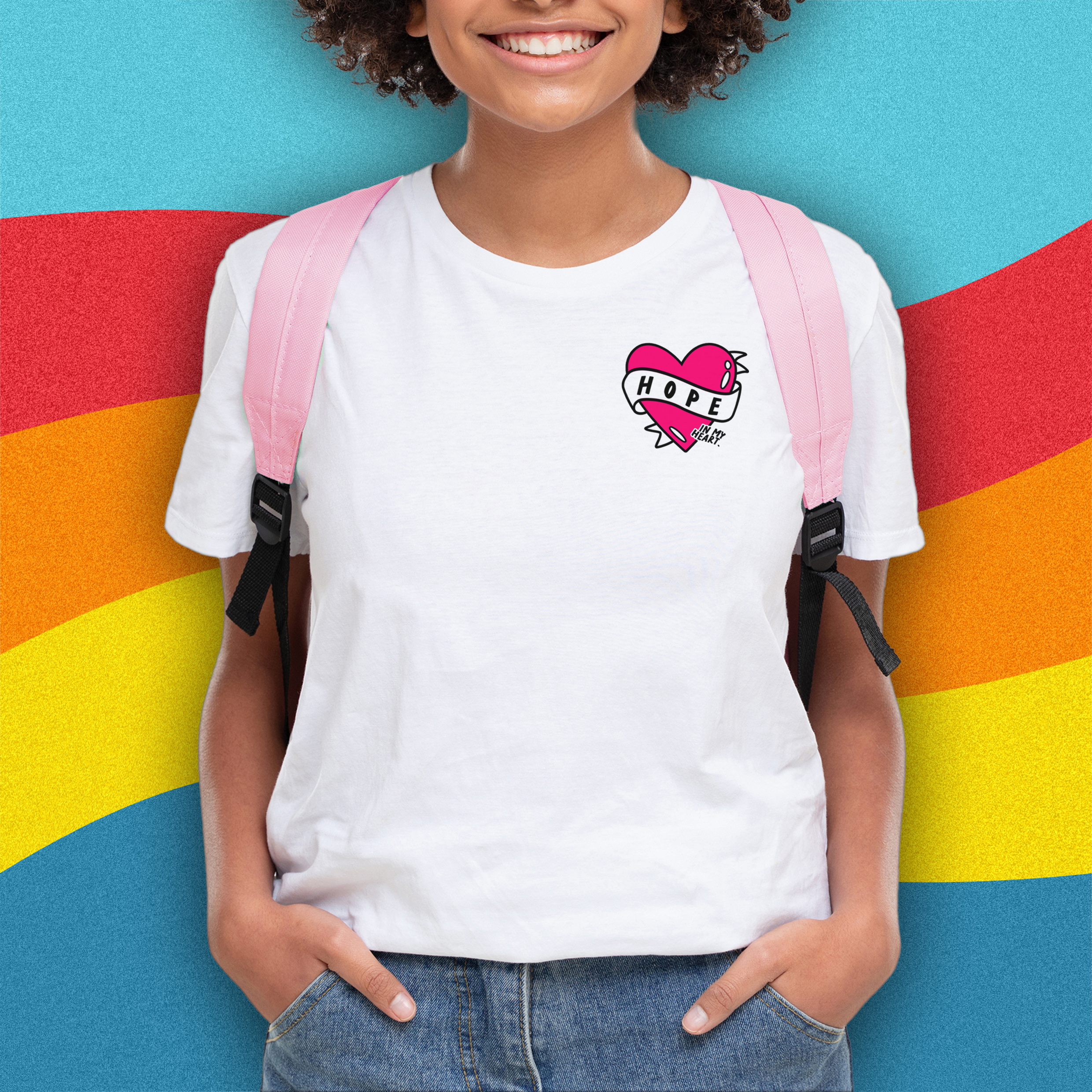 Hope In My Heart White Tee for chemo, cancer, exams and illness