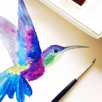 Playing with gouache paint.