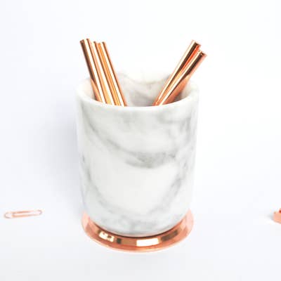 Copper Pens and marble jar