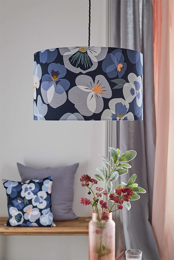 Pansy lampshade and cushion