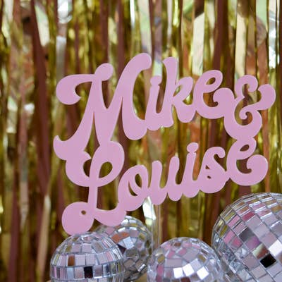 Retro couples cake topper