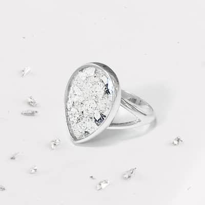 Ashes and resin inlaid silver ring