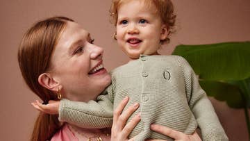 Woman and child laughing