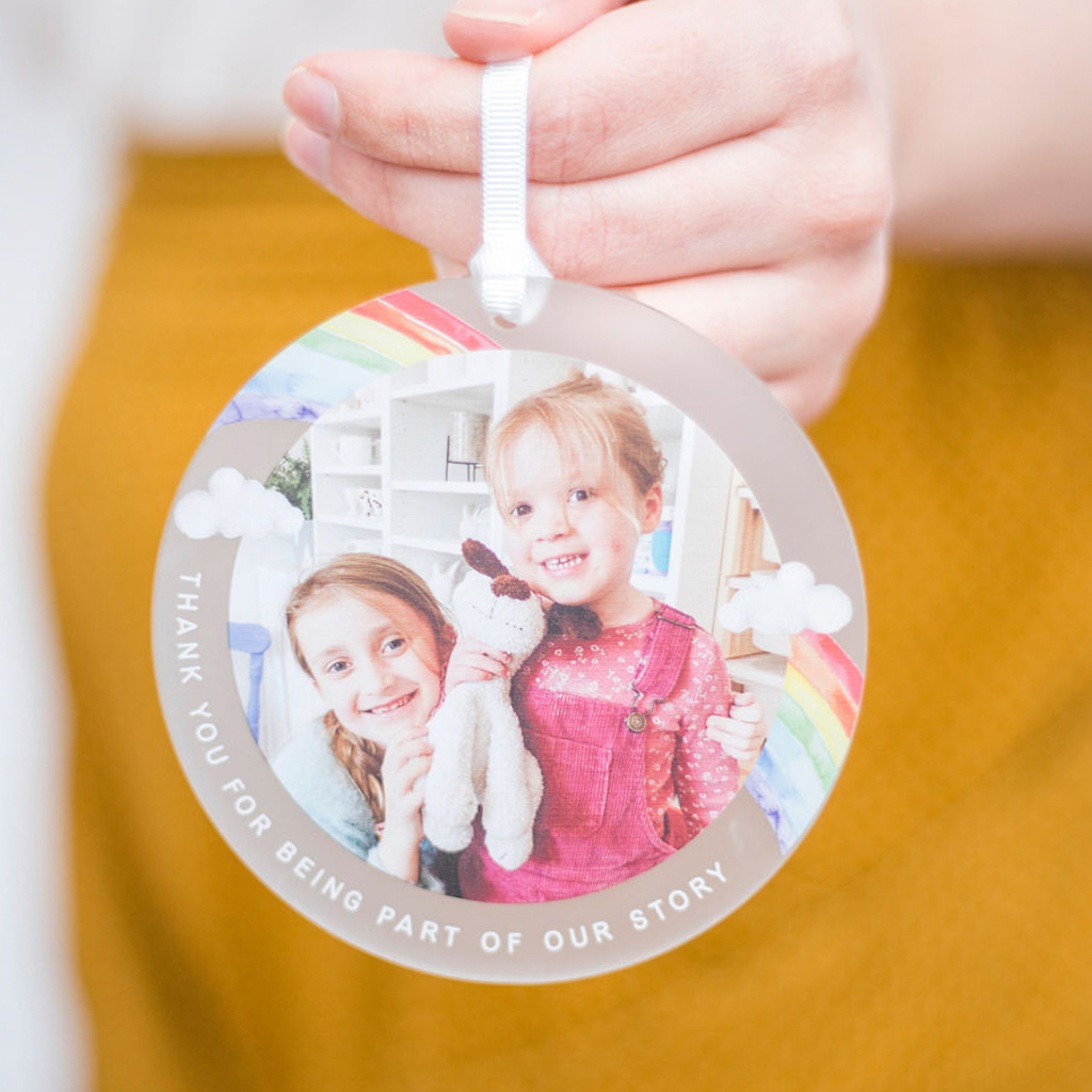 personalised rainbow and photo thank you for being part of my story keepsake