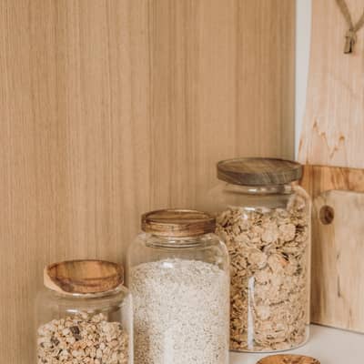 Sustainably made pantry jars with wooden lid