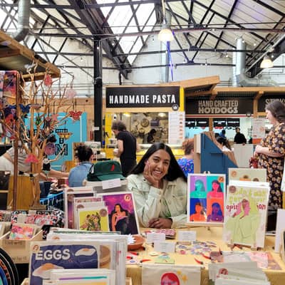 Shunayna exhibiting at a London market