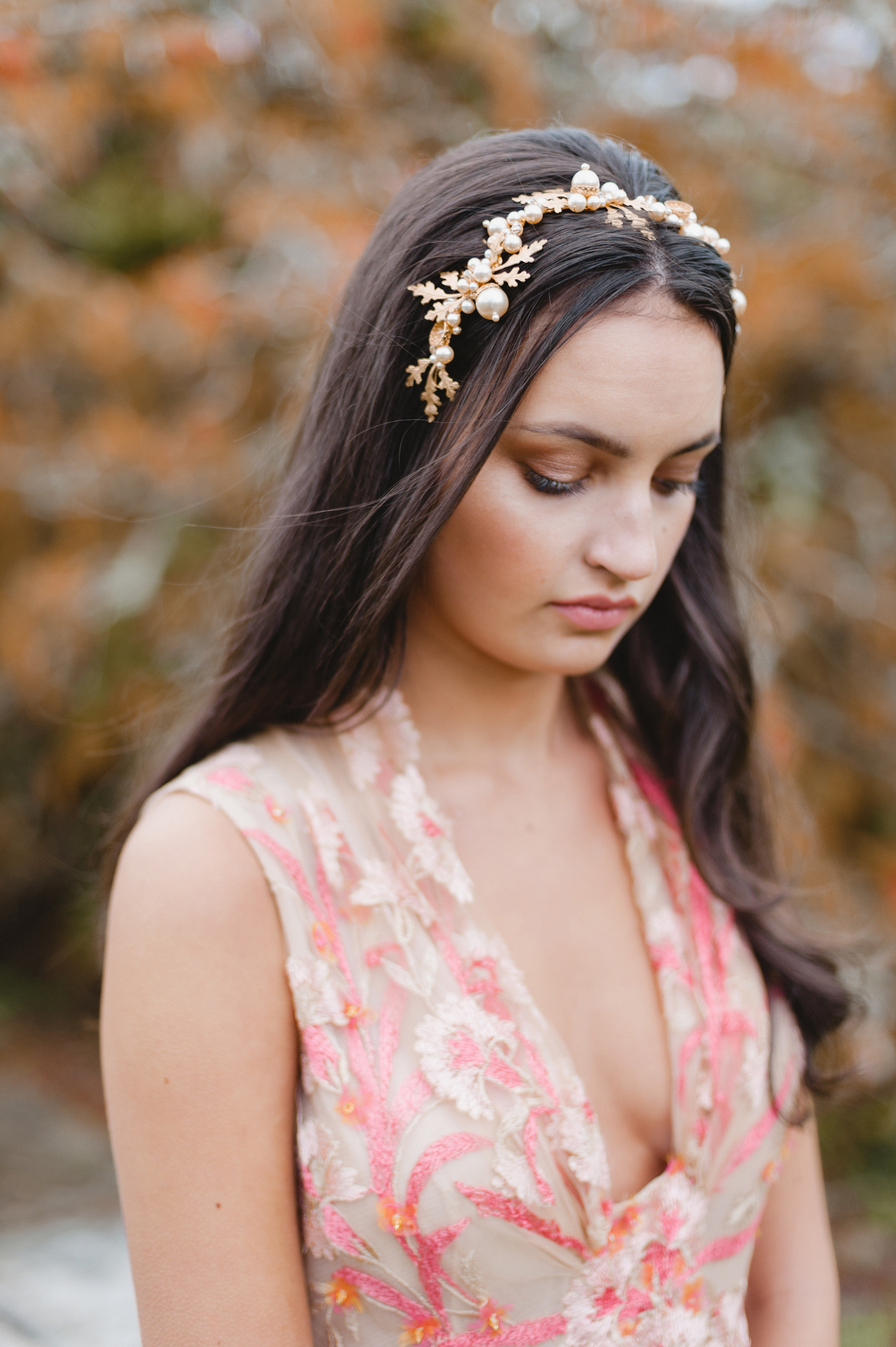 Agnes Walker Gold Acorn Bridal Headband