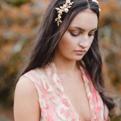 Agnes Walker Gold Acorn Bridal Headband