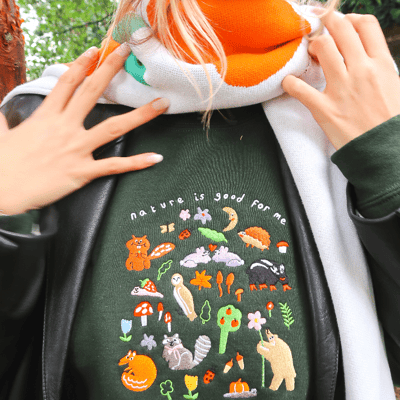 nature embroidered sweatshirt